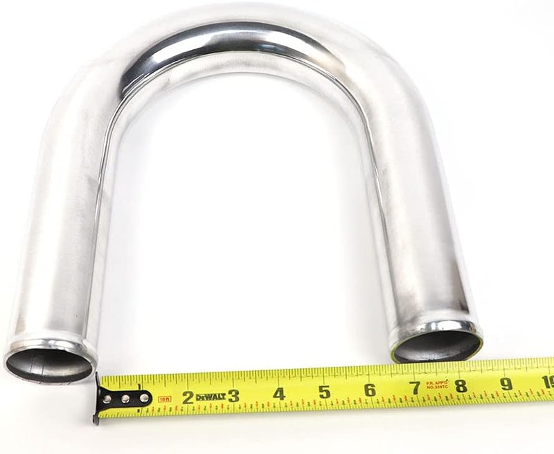 TenKeAuto Universal 2.25 inch Outside Diameter Aluminum Pipe Polished Tube (2.25" 180 Degree) - Image 2